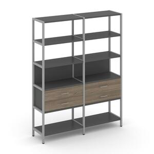 Двухсекционный стеллаж пятиярусный с ящиками
