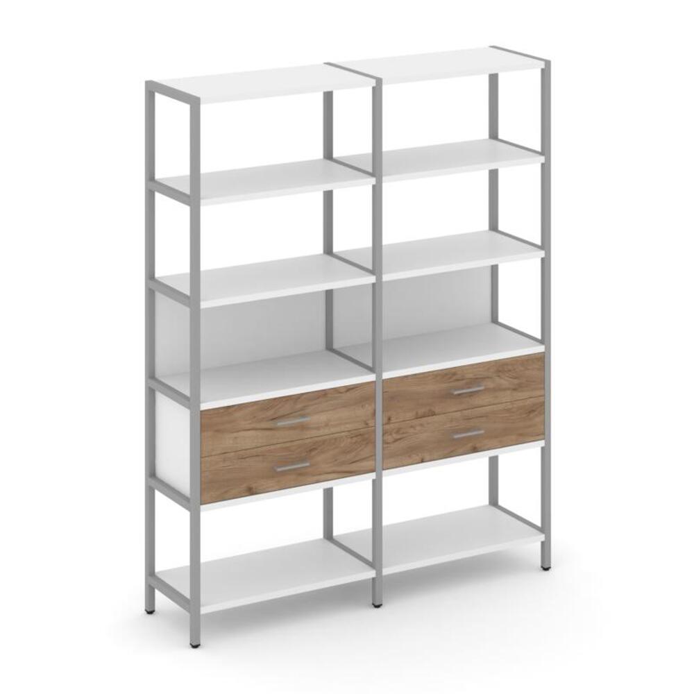 Двухсекционный стеллаж пятиярусный с ящиками