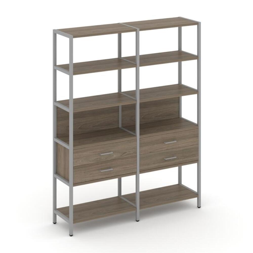 Двухсекционный стеллаж пятиярусный с ящиками