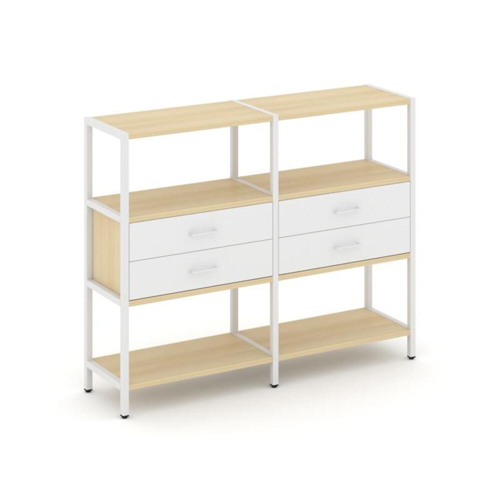 Двухсекционный стеллаж трехярусный с ящиками