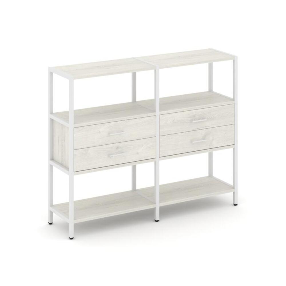 Двухсекционный стеллаж трехярусный с ящиками