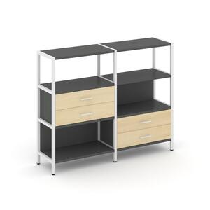 Двухсекционный стеллаж трехярусный с ящиками