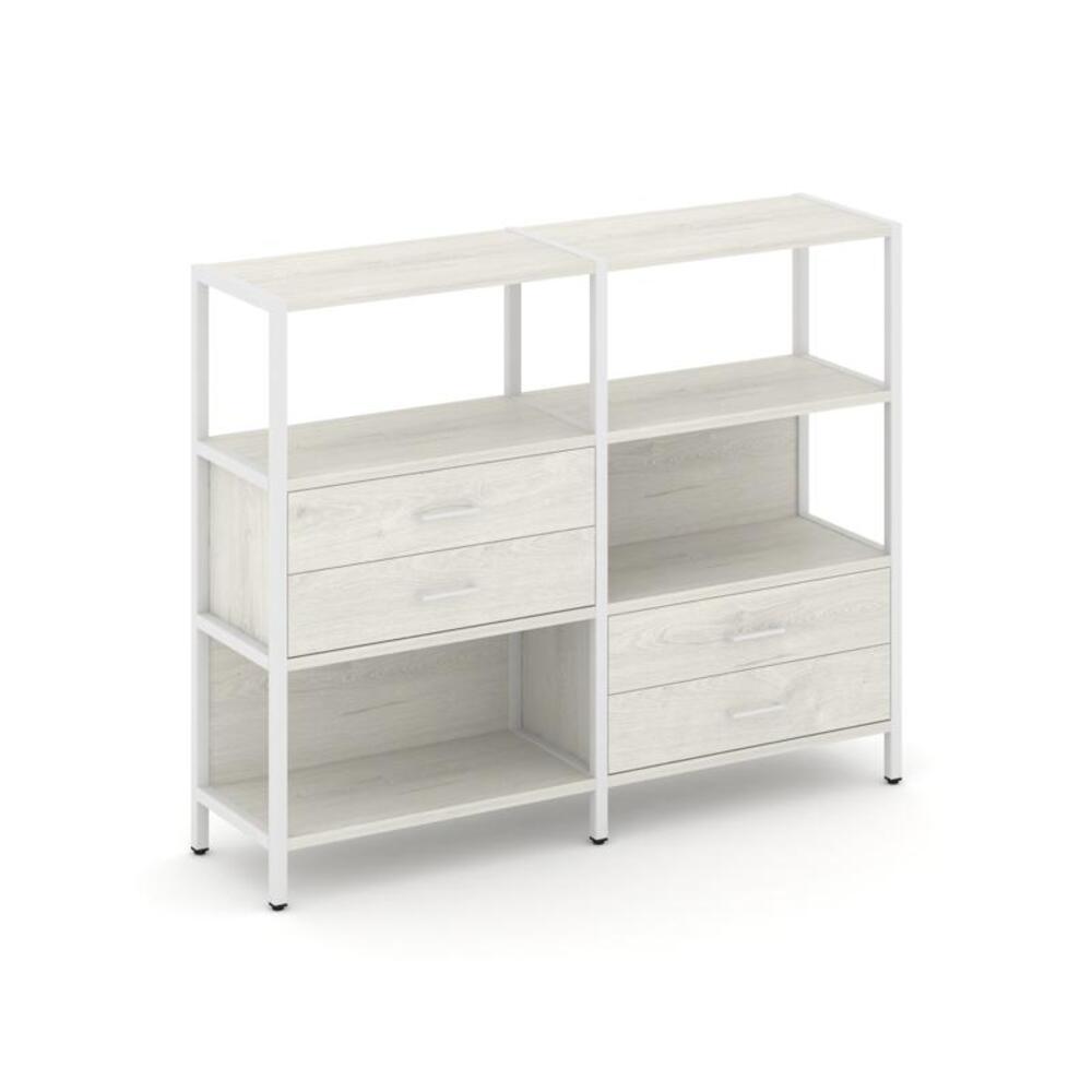 Двухсекционный стеллаж трехярусный с ящиками