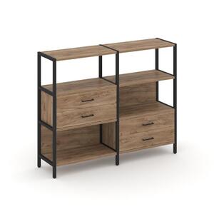 Двухсекционный стеллаж трехярусный с ящиками