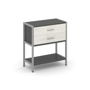 Односекционный стеллаж двухярусный с ящиками