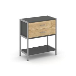 Односекционный стеллаж двухярусный с ящиками