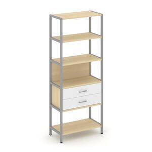 Односекционный стеллаж пятиярусный с ящиками
