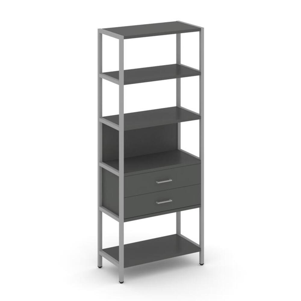 Односекционный стеллаж пятиярусный с ящиками