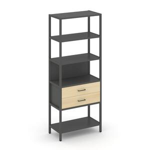 Односекционный стеллаж пятиярусный с ящиками