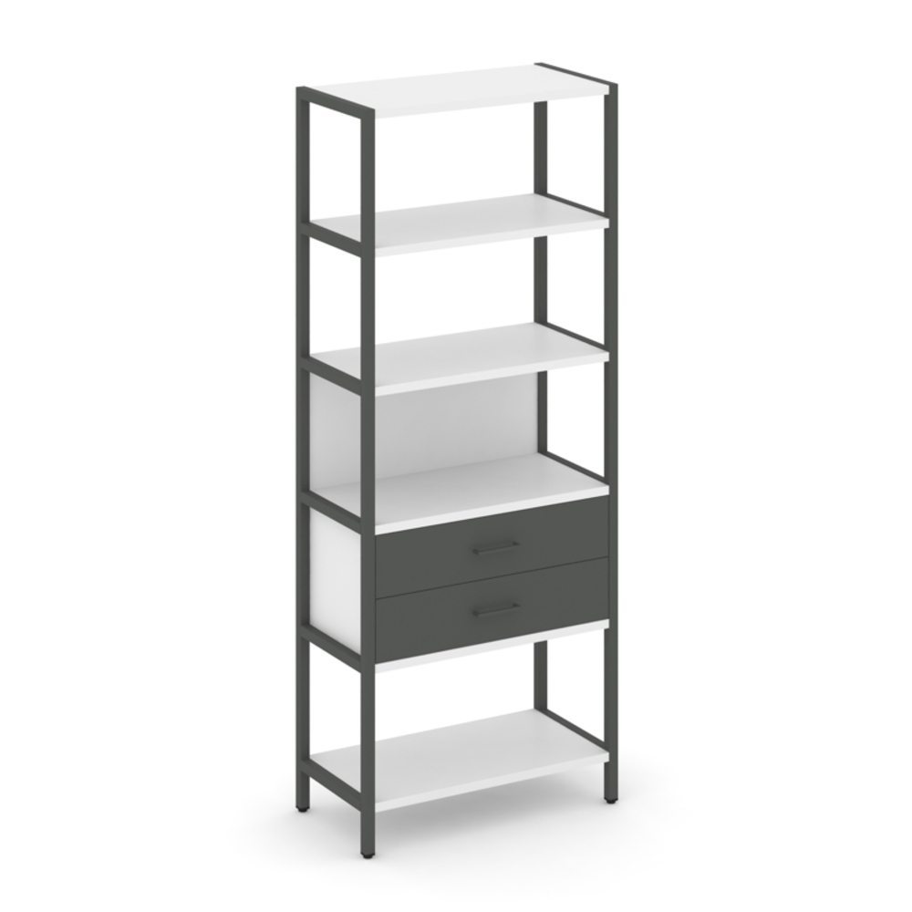 Односекционный стеллаж пятиярусный с ящиками