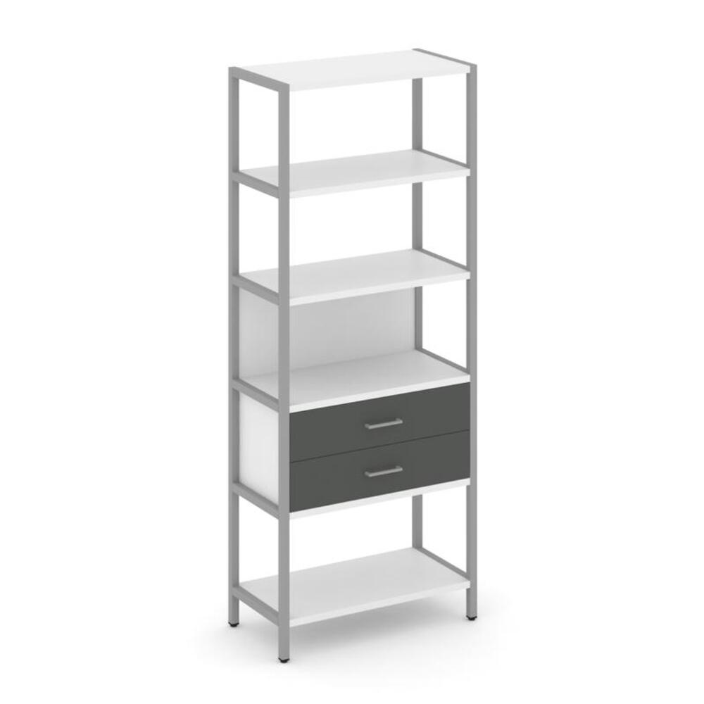 Односекционный стеллаж пятиярусный с ящиками