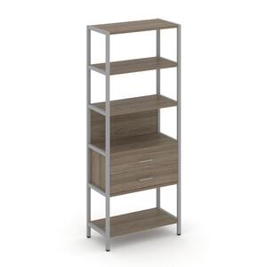 Односекционный стеллаж пятиярусный с ящиками