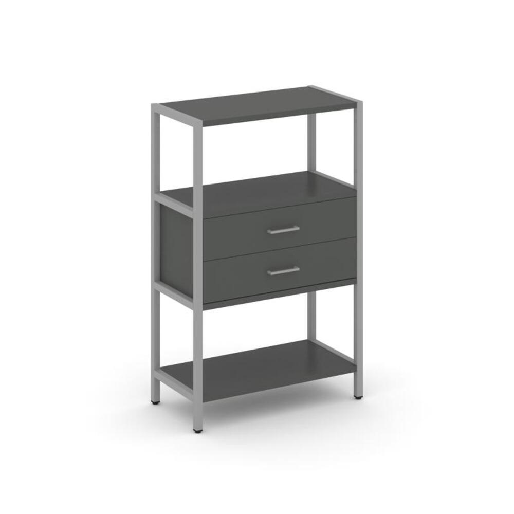 Односекционный стеллаж трехярусный с ящиками
