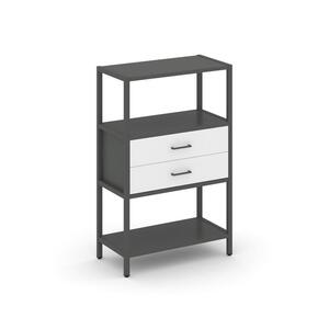 Односекционный стеллаж трехярусный с ящиками