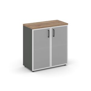 Шкаф низкий широкий (2 низких фасада стекло сатин в раме)