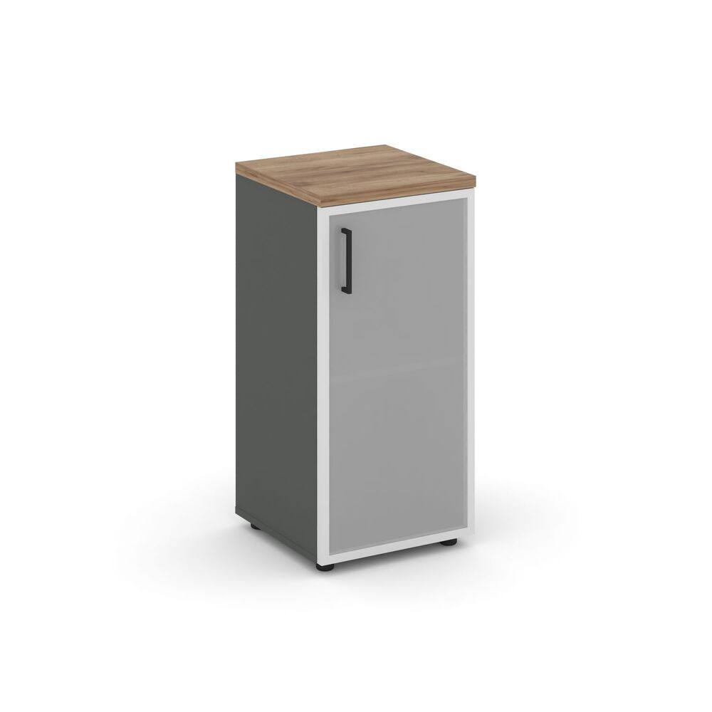 Шкаф низкий узкий правый (1 низкий фасад стекло сатин в раме)