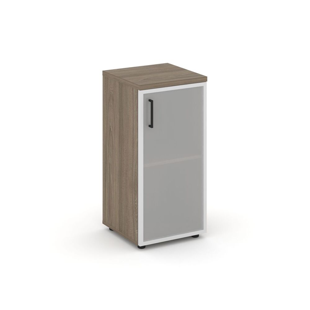 Шкаф низкий узкий правый (1 низкий фасад стекло сатин в раме)