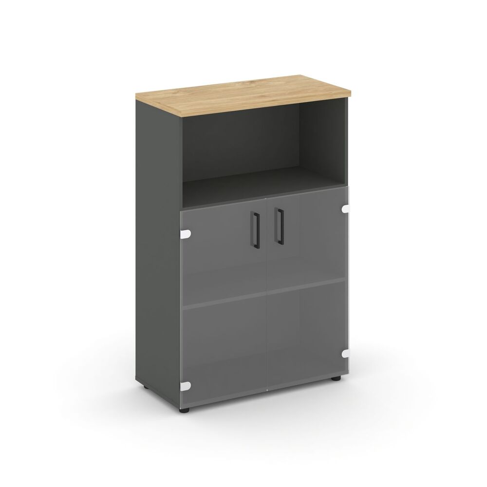 Шкаф средний широкий (2 низких фасада стекло прозрачное)