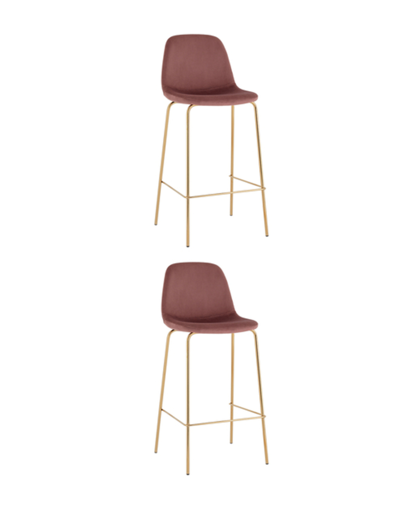 Стул барный Валенсия SN велюр пыльно-розовый золотые ножки 2 шт