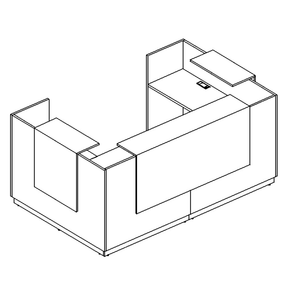 Стойка ресепшен П-образная (полки высокие) с подсветкой