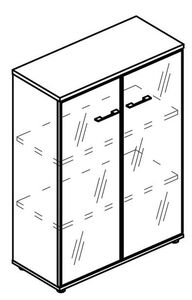 Шкаф средний двери стекло в алюминиевой рамке (топ ДСП)