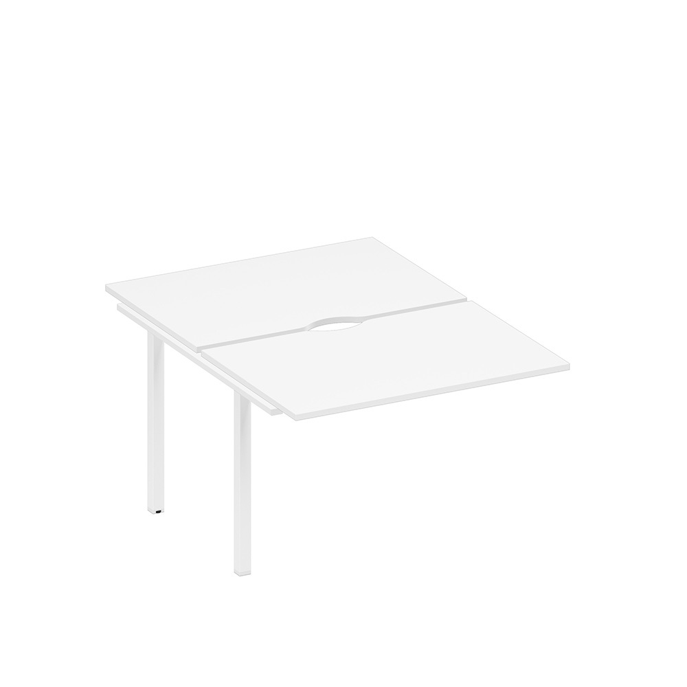 Секция стола рабочей станции на металлокаркасе, столешницы с вырезом