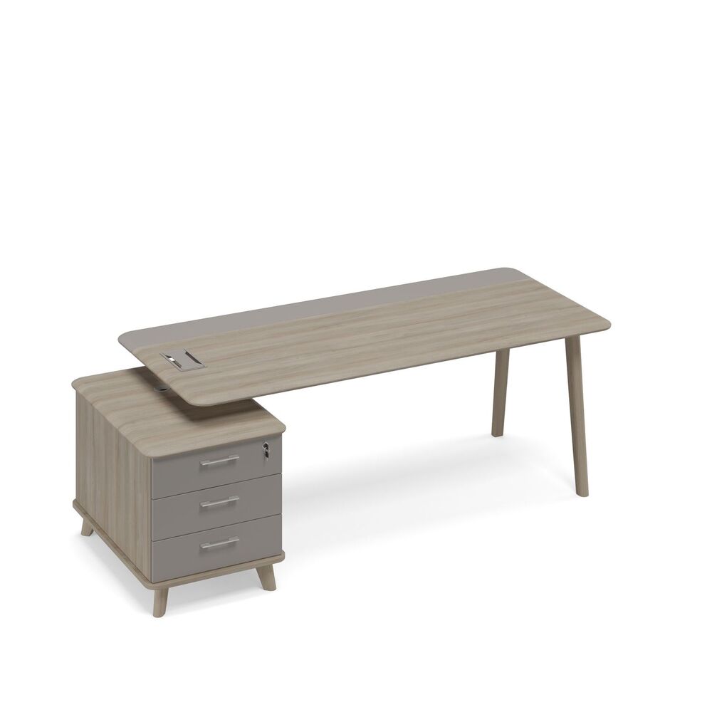 Стол на опорной тумбе малой левый (тип 1) WOOD