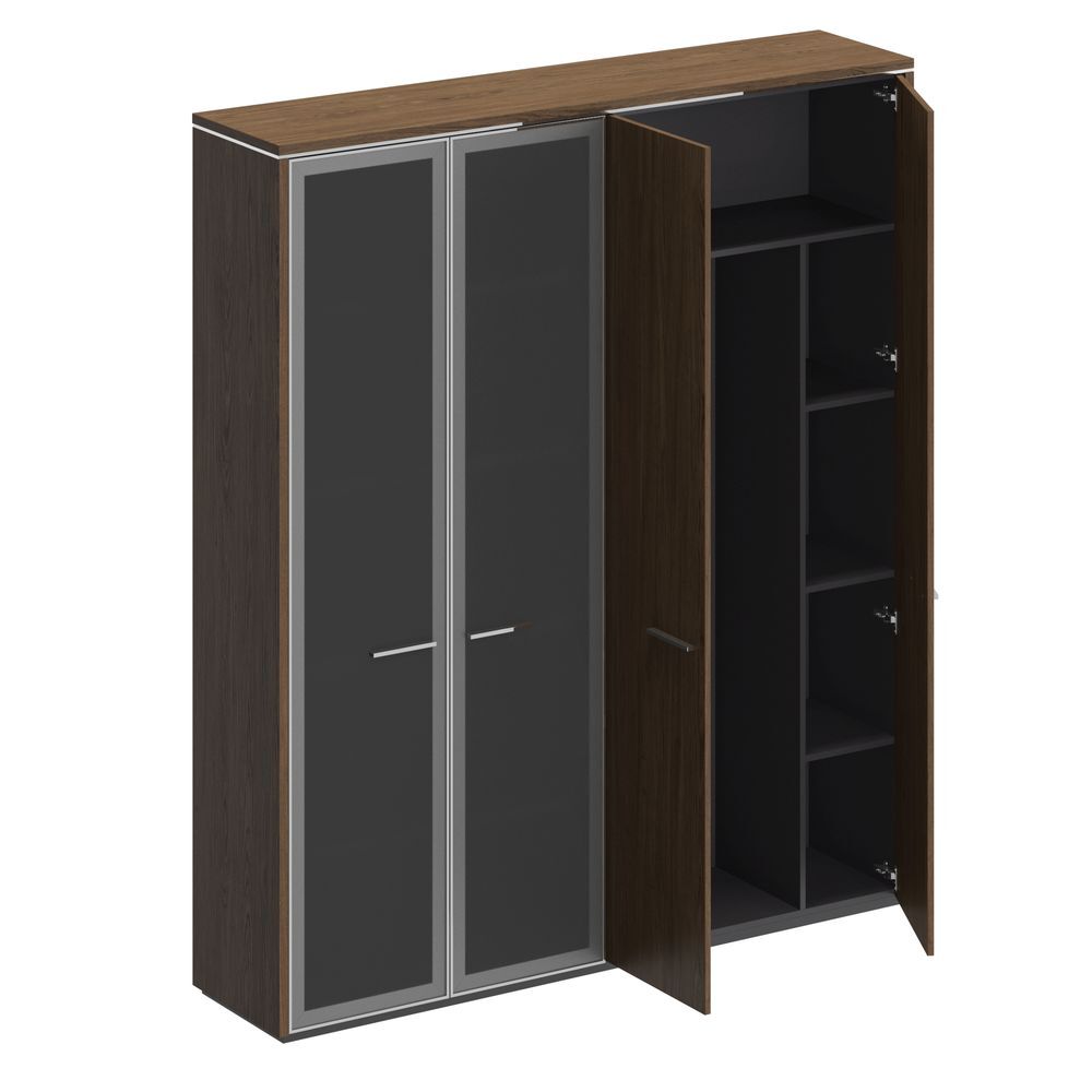 Шкаф комбинированный (для одежды + с высокими стеклянными дверями)